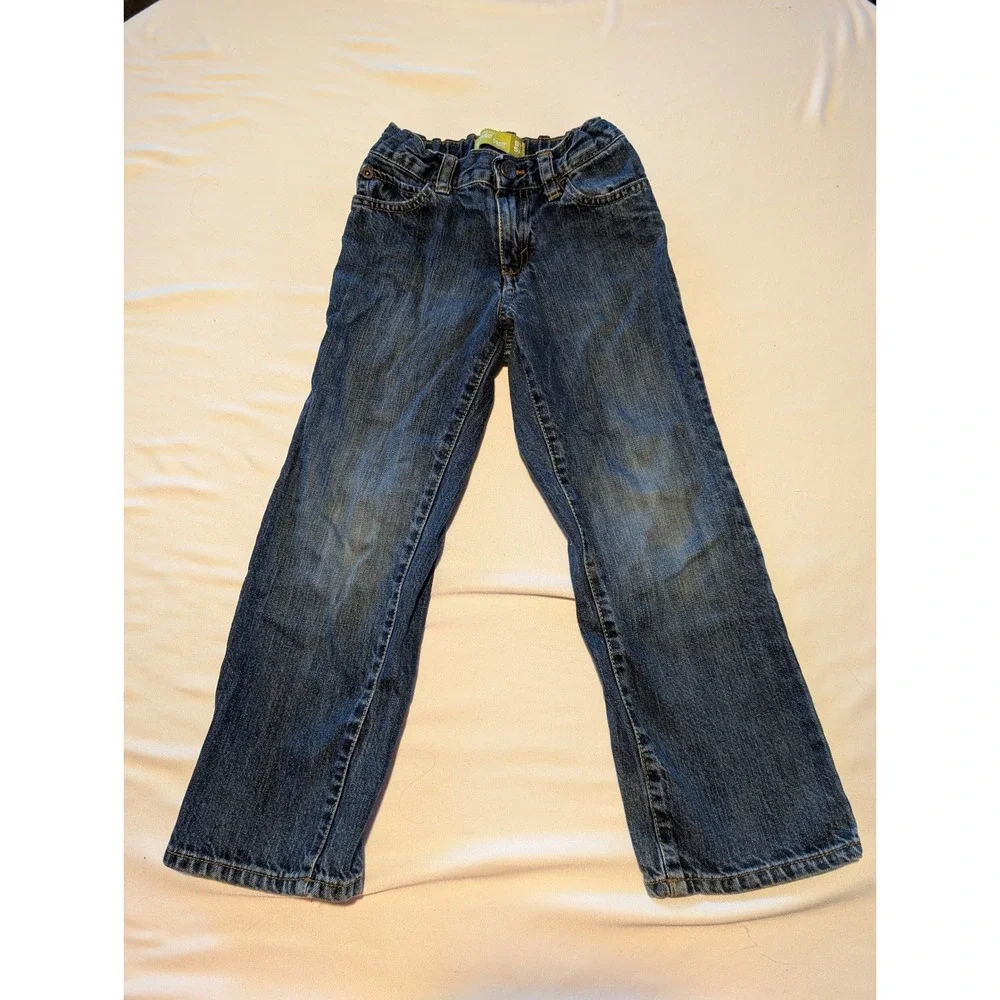 Old Navy Boys Straight Leg Jeans Medium Wash Adjustable Waist Denim Size 5T